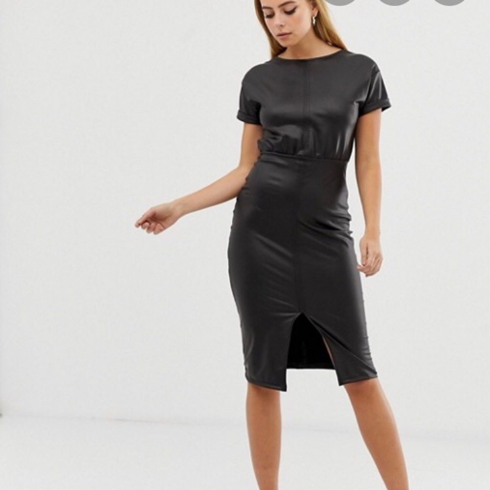 ASOS faux leather midi pencil dress